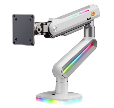 זרוע שולחנית דו מפרקית הידראולית למסכי גיימינג כולל תאורה ומסכים כבדים 32 עד 60 אינץ' משקל עד 20 קילו אורך מירבי 62 ס''מ גובה מירבי 49 ס''מ צבע לבן North Bayou NB E6 RGB Gaming Monitor Arm Hydraulic Double-Jointed Desktop Arm 32 Inches to 60 Inches Heavy Duty Weight up to 20kg White